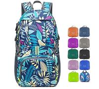 DVEDA Zaino Leggero Ripiegabile da 35 l, Impermeabile, Durevole, da Escursionismo e da Viaggio Unisex-Adulto, Foglia Blu, L