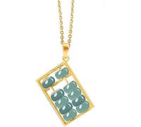 dvegGEE Collane da donna, ciondolo in giada naturale di grado A, giadeite blu acqua, abaco della fortuna, collana con ciondolo in giada naturale intarsiata in argento S925.