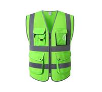 dvegGEE Gilet di sicurezza ad alta visibilità con 9 tasche e cerniera, gilet riflettente for indumenti da lavoro(Green,L)