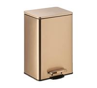 dvegGEE Pattumiera con pedale in acciaio inossidabile, pattumiera con coperchio, for uso domestico o in ufficio.(Gold)