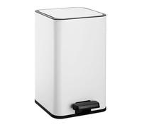 dvegGEE Pattumiera con pedale quadrato in acciaio inox con coperchio, Pattumiera con chiusura ammortizzata(White)