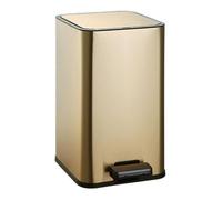 dvegGEE Pattumiera con pedale quadrato in acciaio inox con coperchio, Pattumiera con chiusura ammortizzata(Gold)