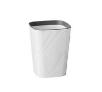 dvegGEE Pattumiera quadrata in plastica senza coperchio con anello di pressione, cestino for rifiuti for casa, cucina e ufficio(White,S)