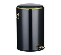 dvegGEE Pattumiera rotonda in acciaio inossidabile con coperchio, pattumiera con pedale a chiusura ammortizzata e maniglia laterale(Black,L)