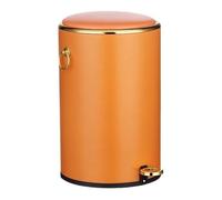 dvegGEE Pattumiera rotonda in acciaio inossidabile con coperchio, pattumiera con pedale a chiusura ammortizzata e maniglia laterale(Orange,S)