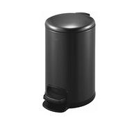 dvegGEE Pattumiera rotonda in acciaio inossidabile da 12 litri con coperchio, pedale di alta qualità, for hotel e case(Black)