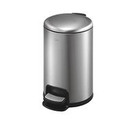 dvegGEE Pattumiera rotonda in acciaio inossidabile da 12 litri con coperchio, pedale di alta qualità, for hotel e case(Gris)