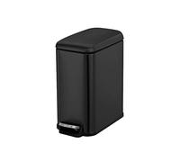 dvegGEE Pattumiera, WC rettangolare da 5 litri con pedale, for soggiorno, con coperchio, con cucitura stretta, for cucina(Black)