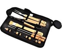 dvegGEE Regali for Uomo, Accessori for grigliate, Set di Utensili for Barbecue, 10 Pezzi, con Manico in Legno