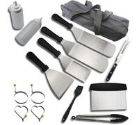 dvegGEE Regali for Uomo, Set di 15 Accessori for Barbecue, Utensili for Piastra, spatole, Ideale for Esterni