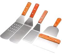 dvegGEE Regali for Uomo, Set di 5 Utensili for Barbecue, Accessori for Piastra Piatta, spatola for griglia con Raschietto
