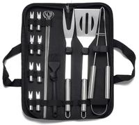 dvegGEE Regali for Uomo, Set di Utensili for grigliate da 16 Pezzi, Utensili for Barbecue in Acciaio Inossidabile con Borsa portaoggetti
