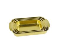 dvegGEE Set di pentole, 1 vassoio in acciaio inossidabile, teglia for arrosti/arrosto in acciaio inossidabile con manici, teglia for cottura del pesce(Gold,33 CM)