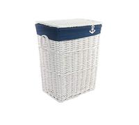 dvier SWWK-38WRt-a - Cesto portabiancheria in vimini bianco, 32 x 24 x 47 cm