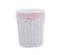 dvier VWWK-22WOval-a Cesto portabiancheria in Vimini, Ovale, con Coperchio, Rosa, Colore: Bianco, BxTxH 37x26x48cm