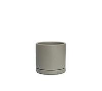 D'vine Dev, 94-O-B-3 - Vaso da fiori rotondo in ceramica, con foro di drenaggio e sottovaso, vaso da fiori cilindrico per interni, 11,7 cm, grigio