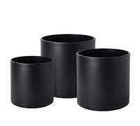 D'vine Dev -Set di 3 vasi in plastica per piante con foro di drenaggio e piattini senza cuciture, 25,4 cm, 30,5 cm, 35,6 cm, XXL, 74-V-B-6, nero