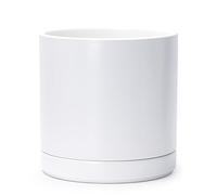 D'vine Dev Vaso in ceramica con foro di scarico e sottovaso, cilindro interno, rotondo, 25,4 cm, bianco, 94-O-L-1