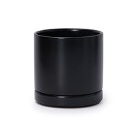 D'vine Dev Vaso per piante in ceramica con foro di drenaggio e piattino, vaso rotondo cilindrico per interni, 15,2 cm, nero, 94-O-S-2
