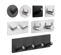 DVMSIEF Appendiabiti Da Parete Ganci in acciaio inossidabile Gancio da parete nero autoadesivo multiuso for asciugamani Borse for vestiti for chiavi for riporre la casa for carichi pesanti(B)
