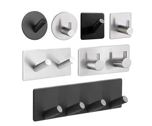 DVMSIEF Appendiabiti Da Parete Ganci in acciaio inossidabile Gancio da parete nero autoadesivo multiuso for asciugamani Borse for vestiti for chiavi for riporre la casa for carichi pesanti(O)