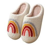 DVMSIEF Ciabatte Pantofole in cotone da uomo invernali simpatico cartone animato volto sorridente casa di oppia femminile pelosa coperta calda(Red,38-39)