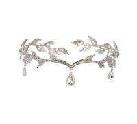 DVMSIEF Copricapo Elfo Accessorio for capelli con strass Corona foglie Waterdrop Tiara Gioielli da sposa Donna Strass artificiale Party Princess Elf(Silver-02)