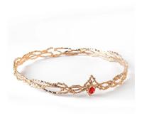 DVMSIEF Copricapo Elfo Accessorio for capelli con strass Corona foglie Waterdrop Tiara Gioielli da sposa Donna Strass artificiale Party Princess Elf(Red)