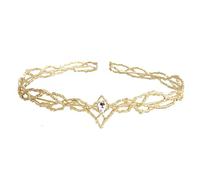 DVMSIEF Copricapo Elfo Elfi Corona Tiara Donna Waterdrop Zircone Fascia Accessori for capelli da sposa Regali Gioielli Copricapo(Gold White)