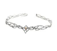 DVMSIEF Copricapo Elfo Elfi Corona Tiara Donna Waterdrop Zircone Fascia Accessori for capelli da sposa Regali Gioielli Copricapo(Silver Champagne)