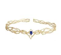 DVMSIEF Copricapo Elfo Elfi Corona Tiara Donna Waterdrop Zircone Fascia Accessori for capelli da sposa Regali Gioielli Copricapo(Gold Blue)