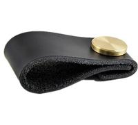 dvnFWKc Maniglie for mobili in pelle bovina con 2 strati di primo strato, maniglia for porta in pelle con foro singolo(Black)