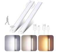 Dvnoua Luce LED Sottopensile Cucina 40CM, Luce armadio led con sensore 80 LED Lampada Guardaroba 4 Modalità 3 Temperature di Colori Dimmerabile 1000mAh USB Ricaricabile per armadio, Scale, 2PCS