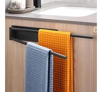 Dvocel Portasciugamani Senza Foratura 2 Bracci Girevole 180° Autoadesivo In Acciaio Inox Opaco Doppio Portasciugamani Da Parete Per Bagno e Cucina Nero