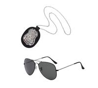 DVOFU 2 pezzi collana con distintivo della polizia e occhiali da sole da donna neri moda Halloween festa di compleanno Cosplay forniture per fingere di giocare accessori per costumi
