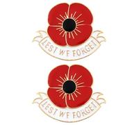 DVOFU 2 spille a forma di papavero rosso e bianco, spilla da bavero a forma di papavero "Never Forget Veterans Remembrance Day", adatta per adulti e bambini, regalo per il giorno della memoria