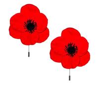 DVOFU 2 spilli artificiali a forma di papavero rosso, per commemorare il giorno del papavero; regalo per donne e uomini, eroi, veterani, commemorazioni, armistizio