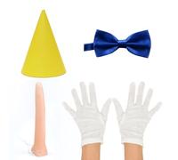 DVOFU Kit per travestimento da Pinocchio, con papillon e guanti bianchi, naso lungo e cappello giallo, per adulti
