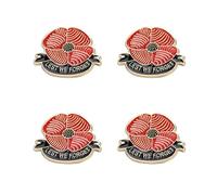 DVOFU Spilla a forma di papavero con scritta in lingua inglese "Let Us Not Forget The Veterans Day", colore rosso e nero, regalo per uomini e donne, confezione da 4 pezzi