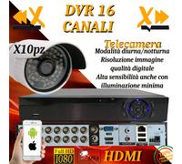 DVR 16 canali HDMI AHD-NVR 1080P Cloud IBRIDO kit completo di telecamere 10pz