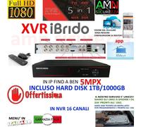 DVR 8 CANALI VIDEOSORVEGLIANZA CON HARD DISK HDD 1TB HDMI VGA BNC CON CLOUD