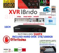 DVR NVR IBRIDO NVR AHD TVI CVI 16 CH CANALI FULL HD IP CLOUD 3G WIFI 5mpx HD 1TB