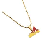 DVRFEBT Collana con Ciondolo Mappa - Italia Sicilia Mappa Pendente Collane, Etnico Hip Hop Country Flag Mappe Collana, per Donne/Uomini Charm Gioielli Clavicle Catena Maglione, Oro, 50Cm / 19.6Inch