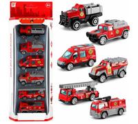 DVSWDMA 6pcs Camion dei Pompieri Modelli Giocattoli per Camion dei Pompieri Lega Modello Pattuglia Educativo Regalo per Decorazioni per Bambini Ragazzi e Ragazze