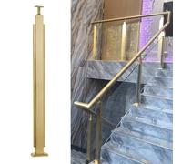 DVTFRUI Palo di Balaustra in Vetro, Palo di Ringhiera in Vetro in Acciaio Inox 304 con Fessure E Base per Gradini, Balcone, Scala, Ponte, Scale per Patio,Mid Post,33.4 inch/85cm