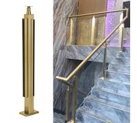 DVTFRUI Palo di Balaustra in Vetro, Palo di Ringhiera in Vetro in Acciaio Inox 304 con Fessure E Base per Gradini, Balcone, Scala, Ponte, Scale per Patio,Corner Post,37.4 inch/95cm