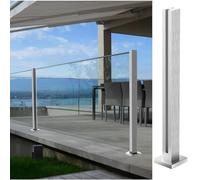 DVTFRUI Ringhiera in Vetro, Palo Balaustra in Vetro in Acciaio Inox 304 con Fessure per Spigot per Interni Ed Esterni Ringhiera di Ponte, Balcone, Soffitta, Scala,Mid Post,33.4 inch/85cm