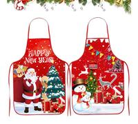 Dwafill 2 Pezzi Grembiuli Natalizi, Albero di Natale Babbo Natale Cena di Natale Cucina Grembiule da Cucina, Grembiule Natalizio Divertente, Grembiule Unisex。