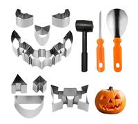Dwafill Kit Intaglio Zucca Halloween 13 Pezzi, DIY Pumpkin Carving Kit Strumenti Intaglio Zucca Intagliare Le Zucche, con Coltello per Intagliare Mazzuolo di Gomma, per Bambini e Adulti