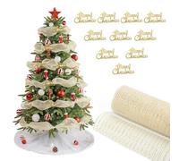 Dwafill Nastro di Natale, 9,4 m, in Rete Metallica, 26CM Rotoli di Nastro a Rete Deco Natalizia per Decorazioni Natalizie, Rotoli Nastro in Rete Metallica Decorativa, Decorazioni per Feste (Gold)
